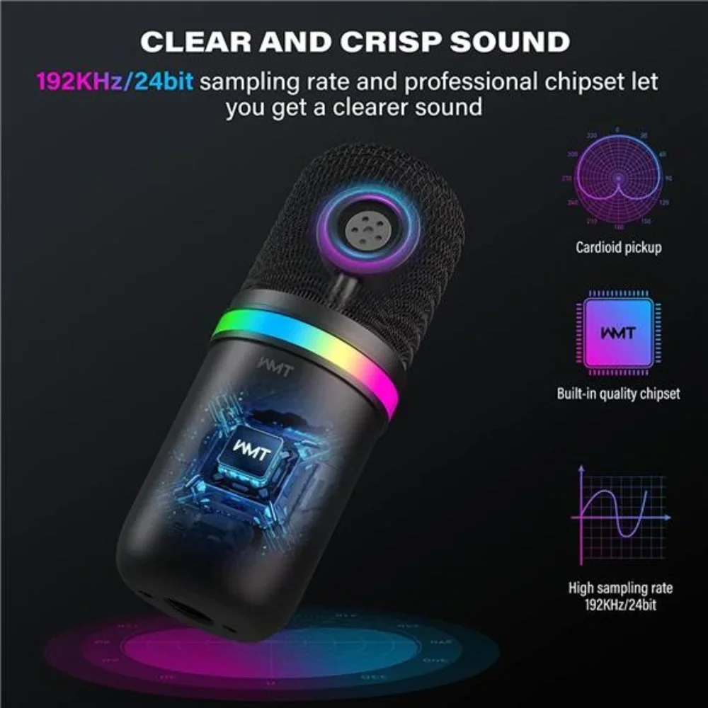 Condenser Gaming Microphone for Streaming Podcast YouTube Discord